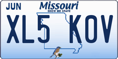 MO license plate XL5K0V