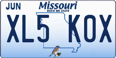 MO license plate XL5K0X