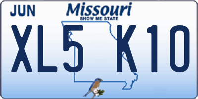MO license plate XL5K1O