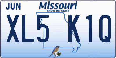 MO license plate XL5K1Q