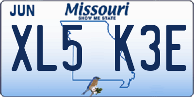 MO license plate XL5K3E