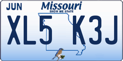 MO license plate XL5K3J