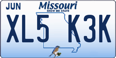 MO license plate XL5K3K