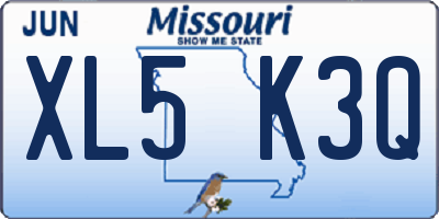 MO license plate XL5K3Q