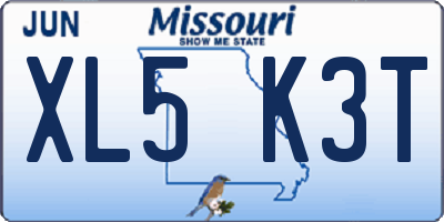 MO license plate XL5K3T