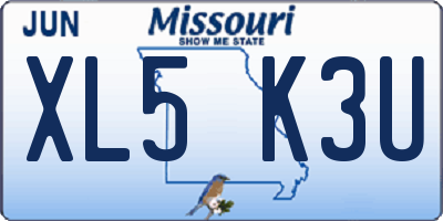 MO license plate XL5K3U