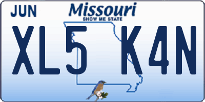 MO license plate XL5K4N