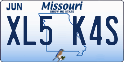 MO license plate XL5K4S