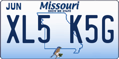 MO license plate XL5K5G