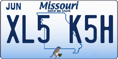 MO license plate XL5K5H