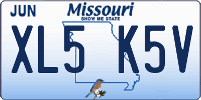 MO license plate XL5K5V