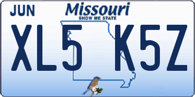 MO license plate XL5K5Z