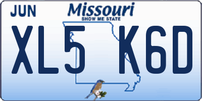 MO license plate XL5K6D