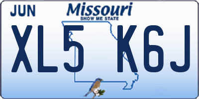 MO license plate XL5K6J
