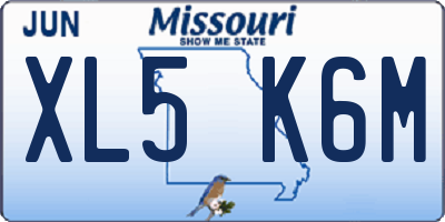 MO license plate XL5K6M