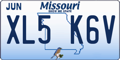 MO license plate XL5K6V