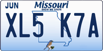MO license plate XL5K7A