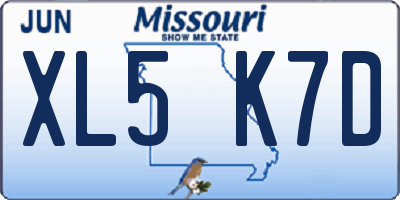 MO license plate XL5K7D