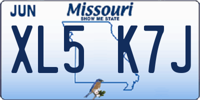 MO license plate XL5K7J
