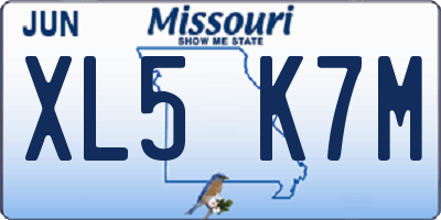 MO license plate XL5K7M