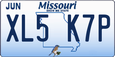 MO license plate XL5K7P