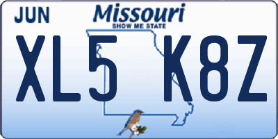 MO license plate XL5K8Z