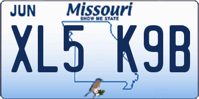 MO license plate XL5K9B