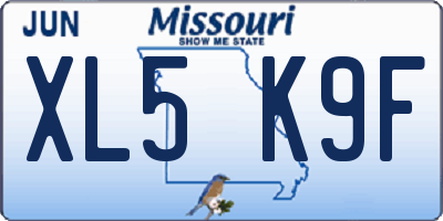 MO license plate XL5K9F