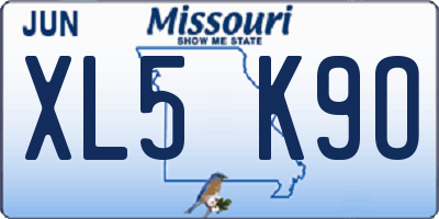 MO license plate XL5K9O