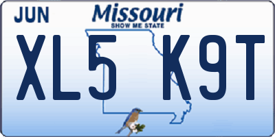 MO license plate XL5K9T