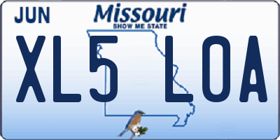 MO license plate XL5L0A