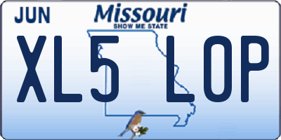 MO license plate XL5L0P
