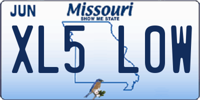 MO license plate XL5L0W