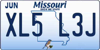 MO license plate XL5L3J