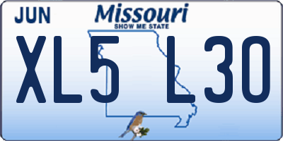 MO license plate XL5L3O