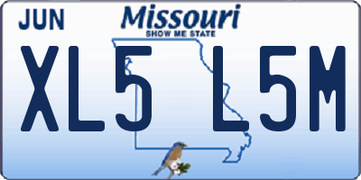 MO license plate XL5L5M