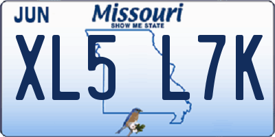 MO license plate XL5L7K
