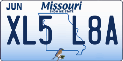 MO license plate XL5L8A