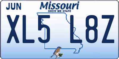 MO license plate XL5L8Z