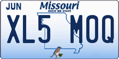 MO license plate XL5M0Q
