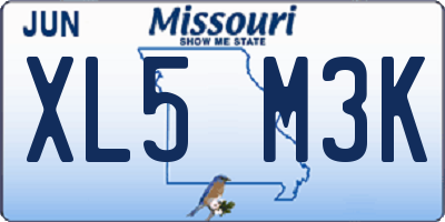 MO license plate XL5M3K