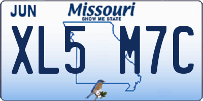 MO license plate XL5M7C