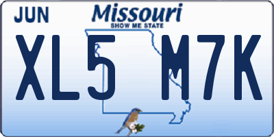 MO license plate XL5M7K