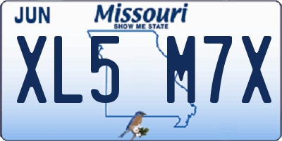 MO license plate XL5M7X