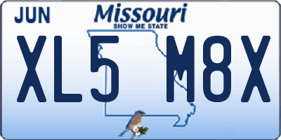 MO license plate XL5M8X