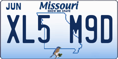 MO license plate XL5M9D