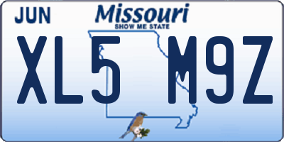 MO license plate XL5M9Z