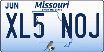MO license plate XL5N0J
