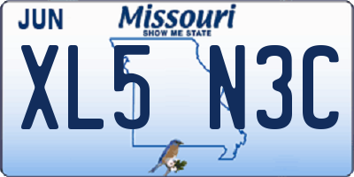 MO license plate XL5N3C