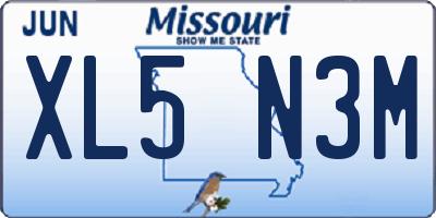 MO license plate XL5N3M